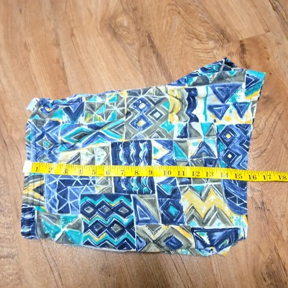 Vintage Speedo Mens Swim Trunks Geometric Print Multicolor Mesh Liner Large